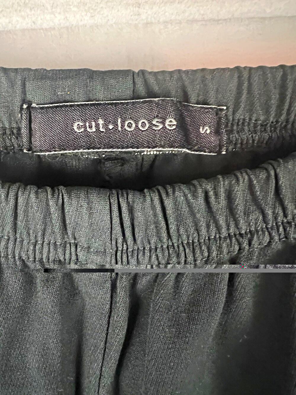 Cut Loose Pants Womens S Black Pull On Wide Leg Cropped Cotton Rayon USA Made